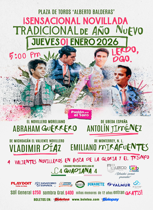 ¡SENSACIONAL NOVILLADA DE AÑO NUEVO!